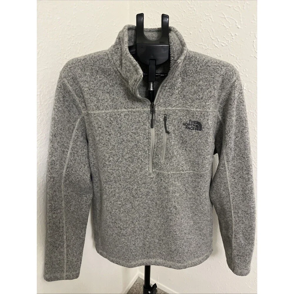 THE NORTH FACE Men's Gordon Lyons 1/4 Zip Fleece Pullover Grey Size Large